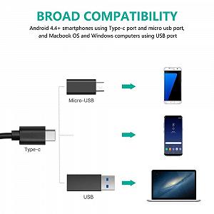 Эндоскоп Ghopy 3 в 1 USB, 2M IP67 водонепроницаемая камера-эндоскоп с 8 регулируемыми светодиодными лампами и змеевидным кабелем для смартфонов/ПК/ноутбуков/компьютеров, Android iOS (Hardline) synthetic.ua - Фото 1