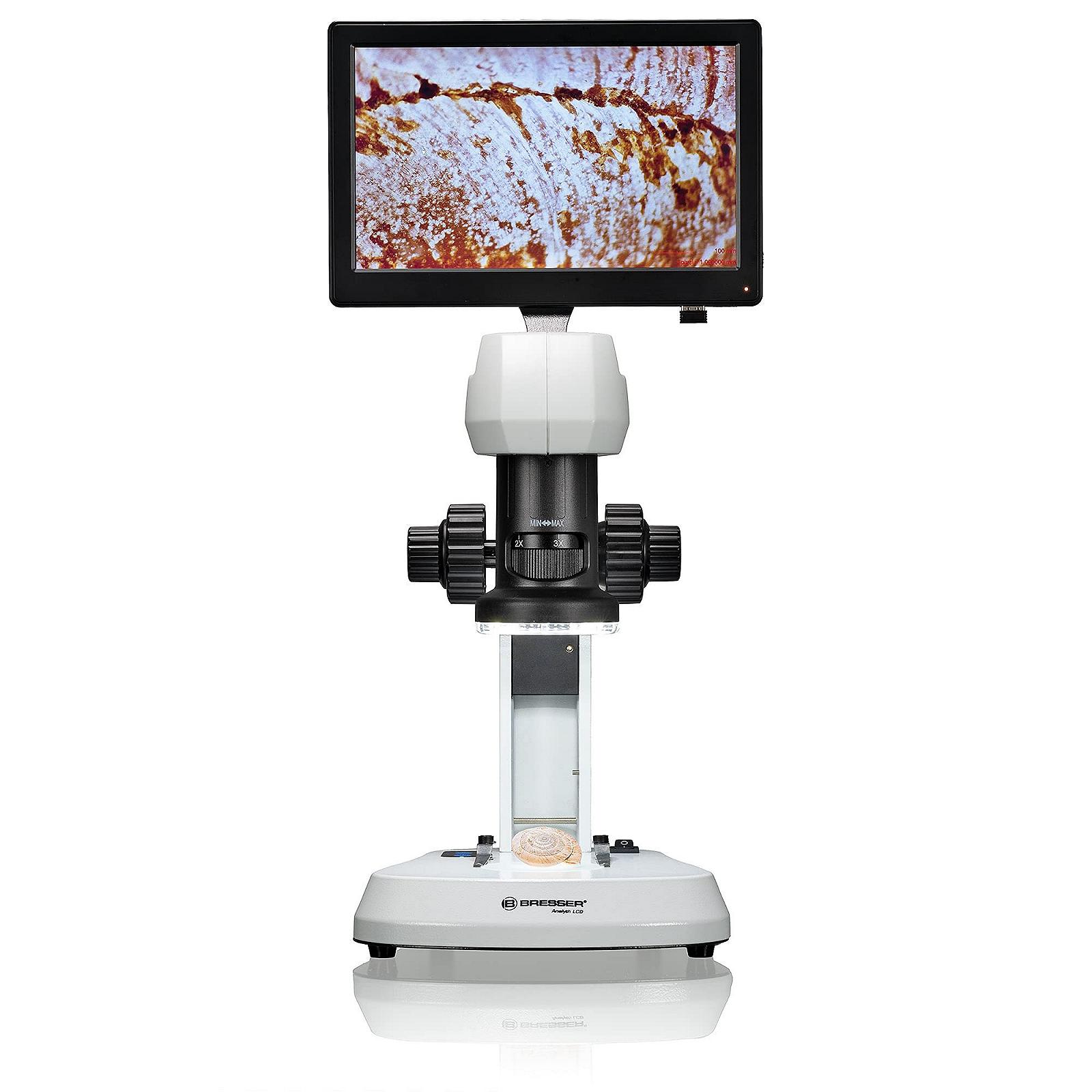 Микроскоп Bresser Analyth LCD с проходящим и отраженным светом, 5 уровней яркости, непрерывный зум (0,7X - 4,5X), дисплей 22,5 см и грубая и точная фокусировка, белый, фото №4