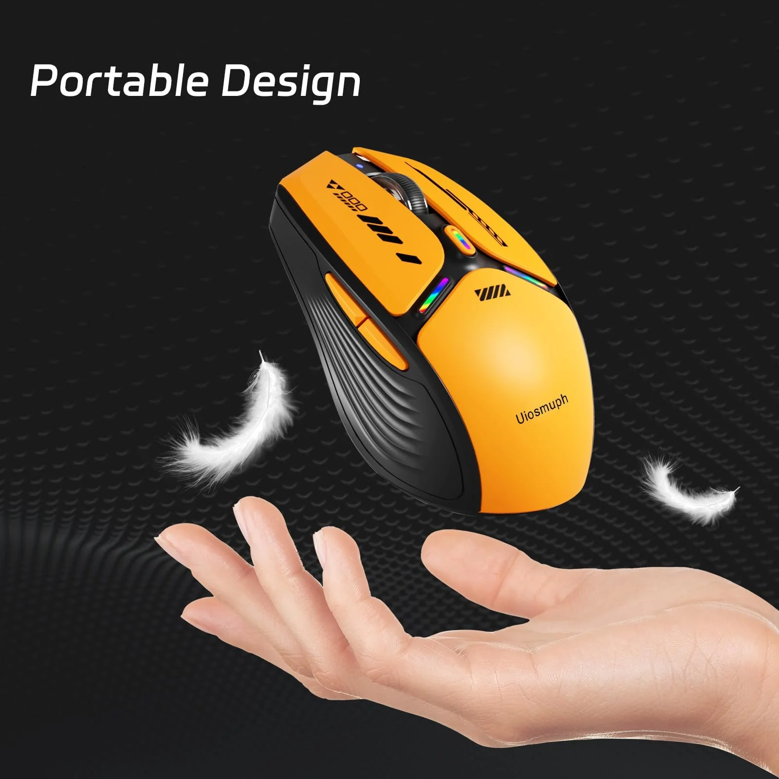 Миша Uiosmuph G19 Bluetooth, бездротова, світлодіодна (Tri-Mode: BT 5.1/5.0+2.4G), видимий рівень заряду батареї, 1600 DPI, оптична, USB, акумуляторна, фото №7