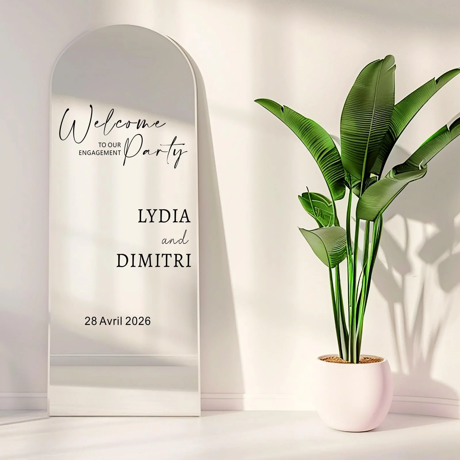 Наклейка вінілова Welcome To Our Engagement Party весільна для дзеркала та акрилу 35 x 55 см, фото №3