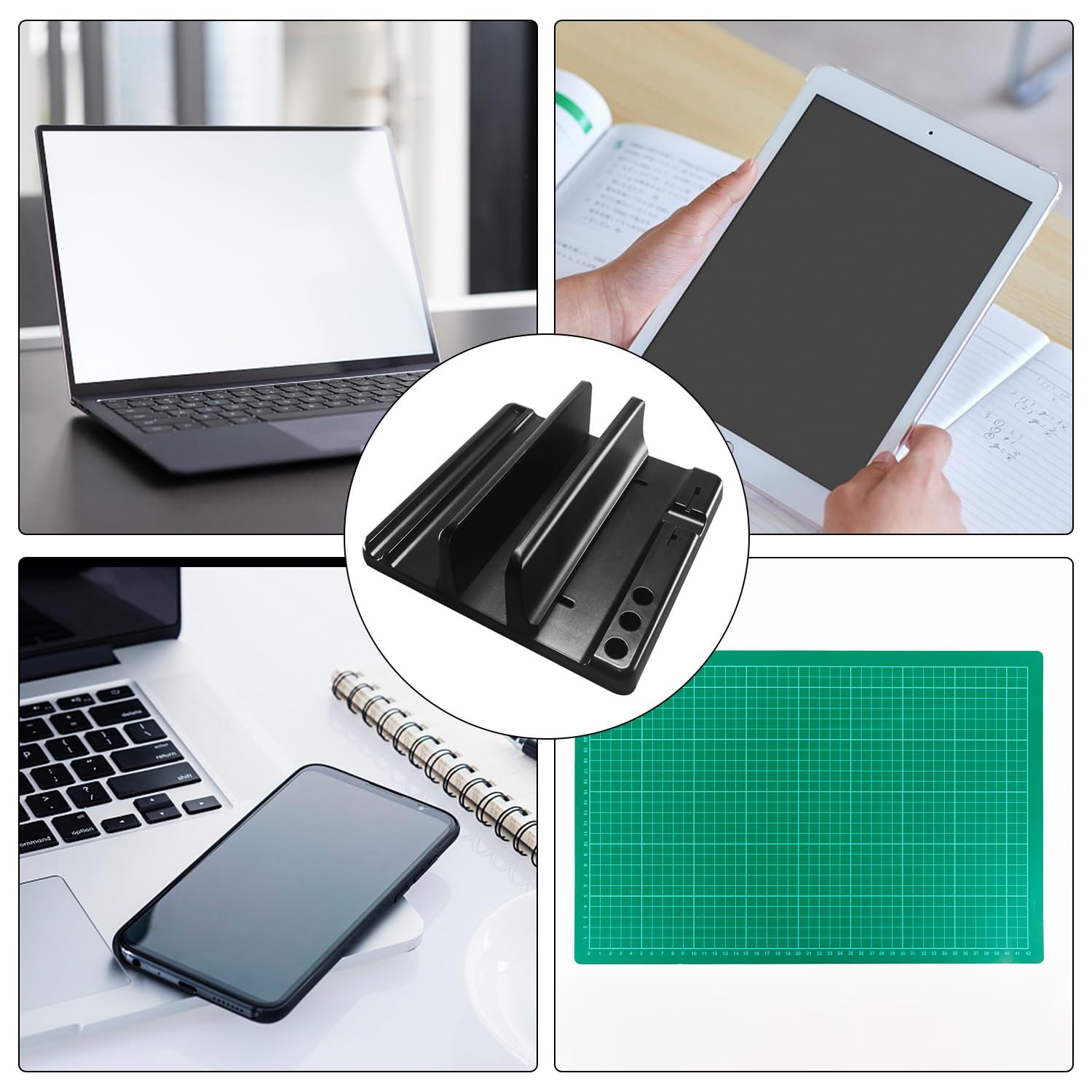 Подставка для ноутбука вертикальная одинарная регулируемая 1 слот База для ноутбука портативная подставка для ноутбука стойка для хранения на столе черная, фото №6