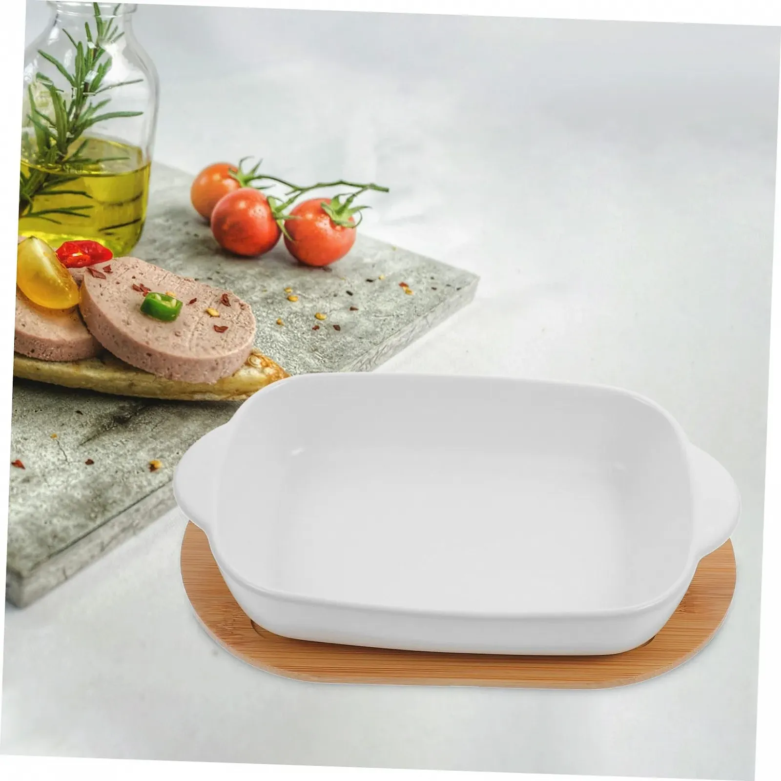 Форма для запікання Sosoport керамічна прямокутна з подвійною ручкою термостійка штабельована, фото №5