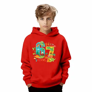 Худи 67 Meme Подростковый Худи с длинными рукавами и принтом 67, повседневные свободные свитшоты, подростковый пуловер для мальчиков и девочек, джемпер для отдыха - Фото 1