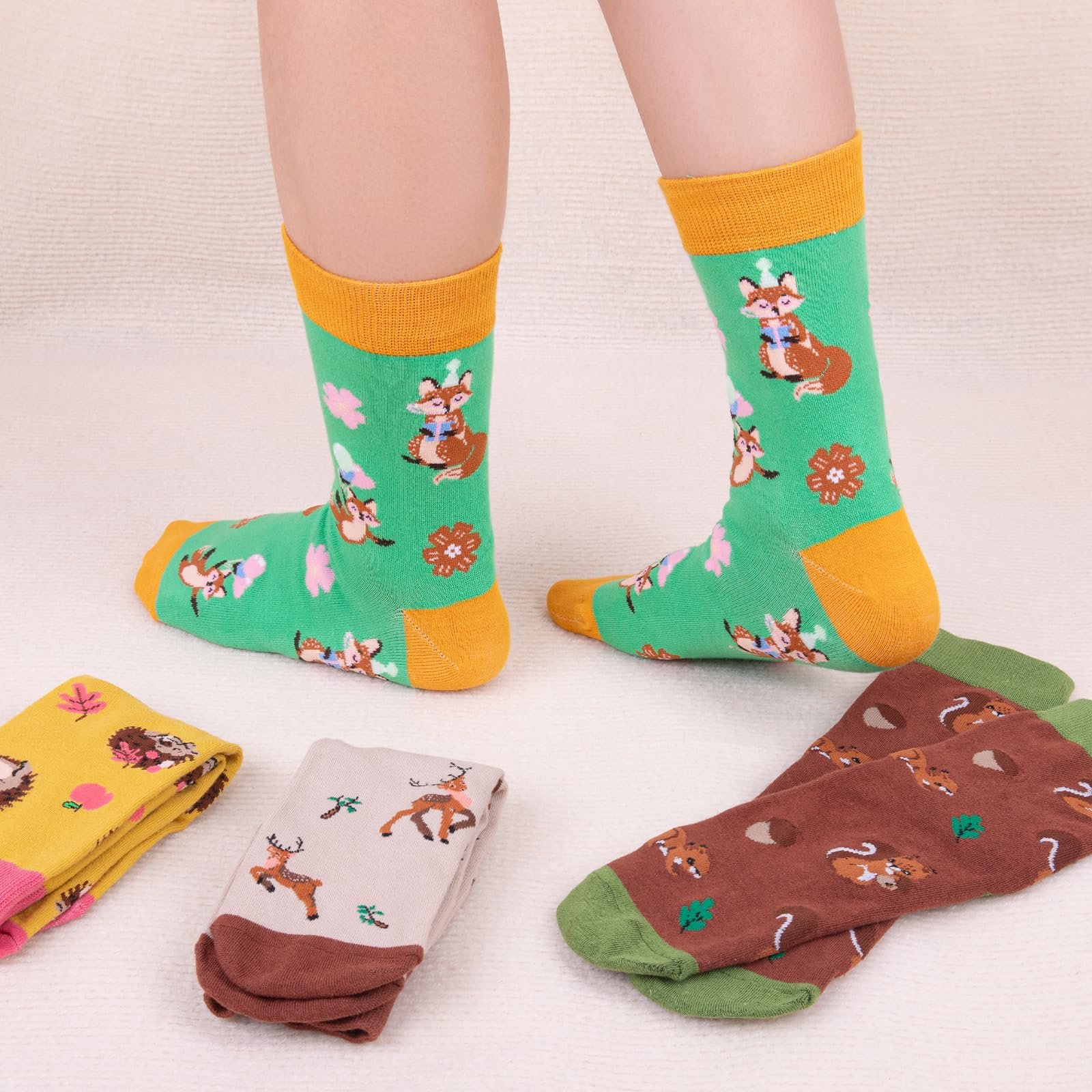 Носки Женские С рисунком Кошки/Собаки Разноцветные Хлопковые (5/6 пар), фото №3