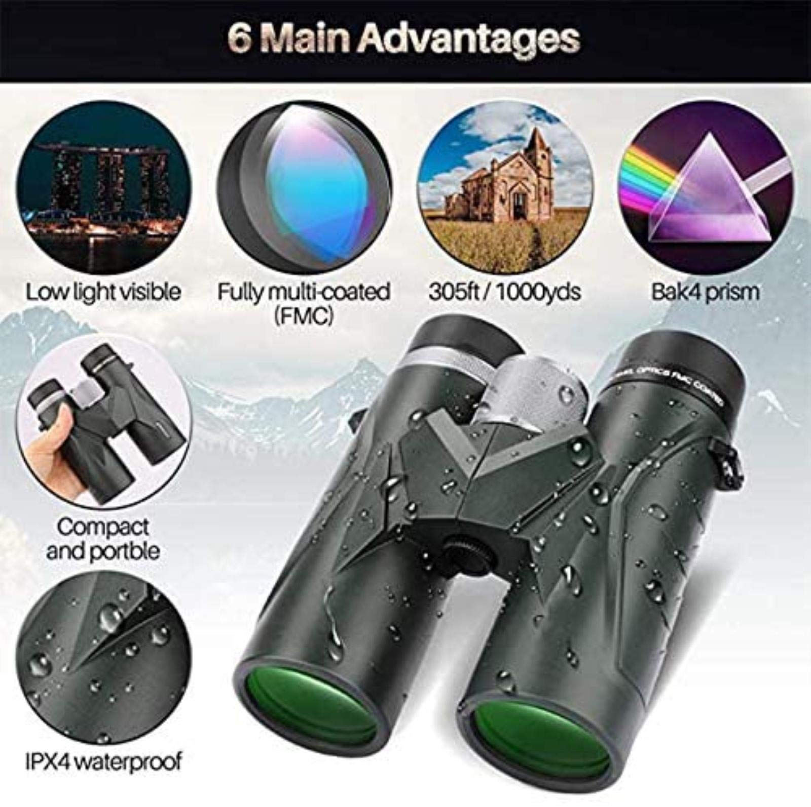 Бінокль JYCCH Sing Scope 8 x 42 Компактний Bak4 Prisma FMC Лінзи, фото №4