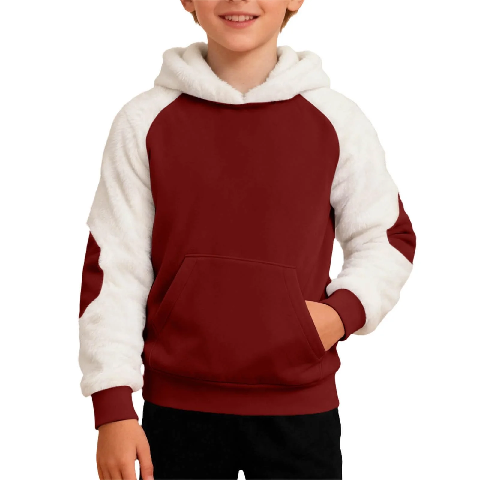 Детский рождественский флисовый худи с длинными рукавами и заплатками для мальчиков и девочек, теплый свитшот, фото №2