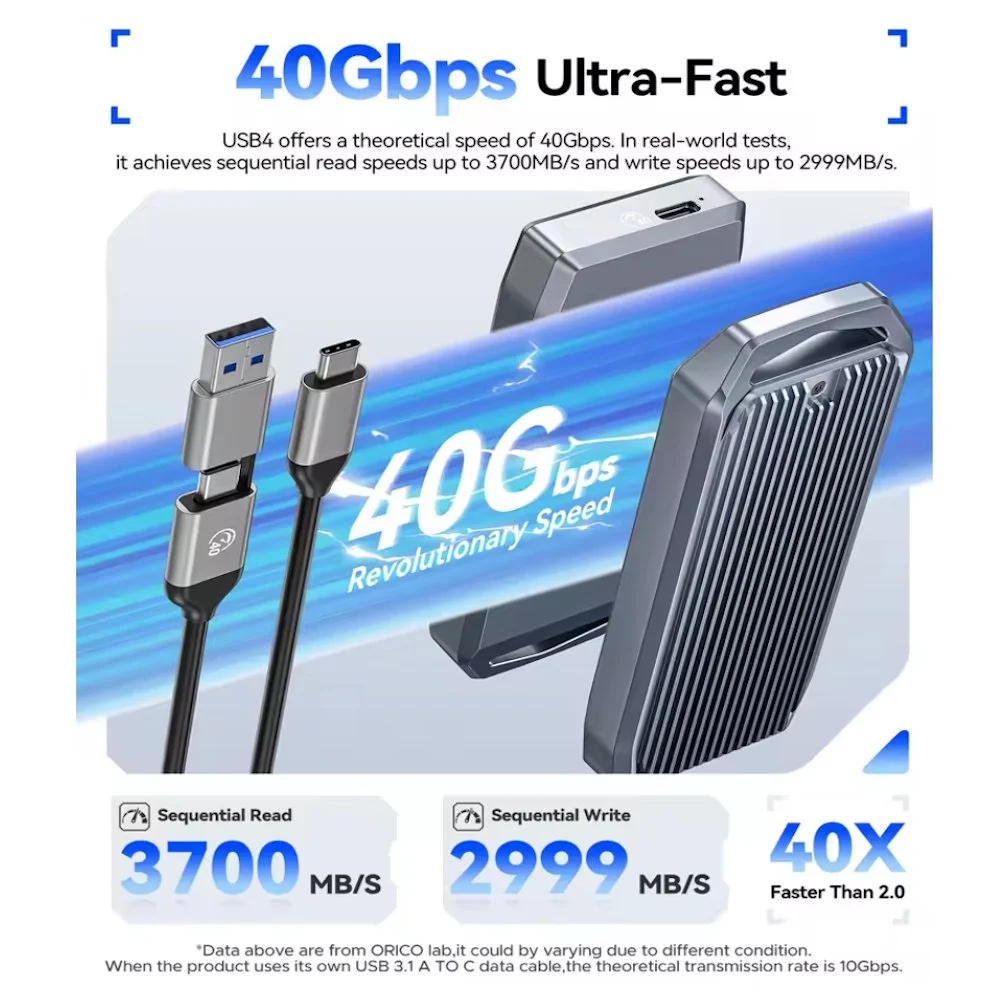 Зовнішній адаптер ORICO 40Gbps M.2 NVMe SSD to USB4, фото №3