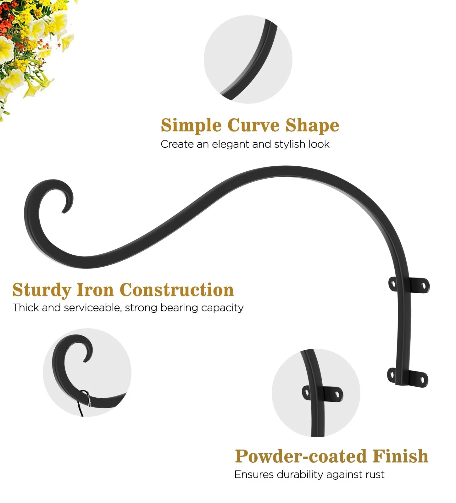 Держатель для подвесных корзин Lewondr Ретро Набор из 2 шт. Железный, фото №2