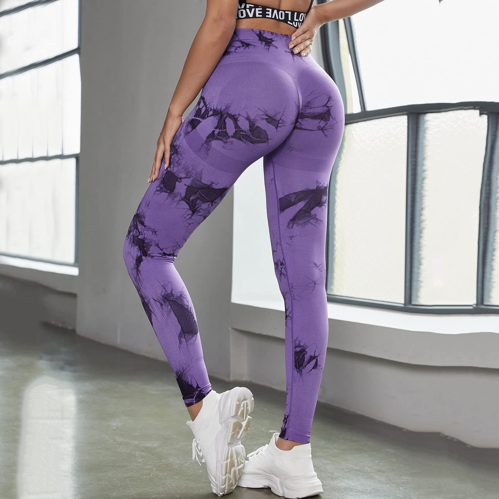 Леггинсы спортивные с принтом Damen Slim Fit Спортивные Для фитнеса Scrunch Butt Для йоги, дышащие и непрозрачныеДля фитнеса, йоги, тренировок, повседневные бесшовные леггинсыДля женщин, фото №2
