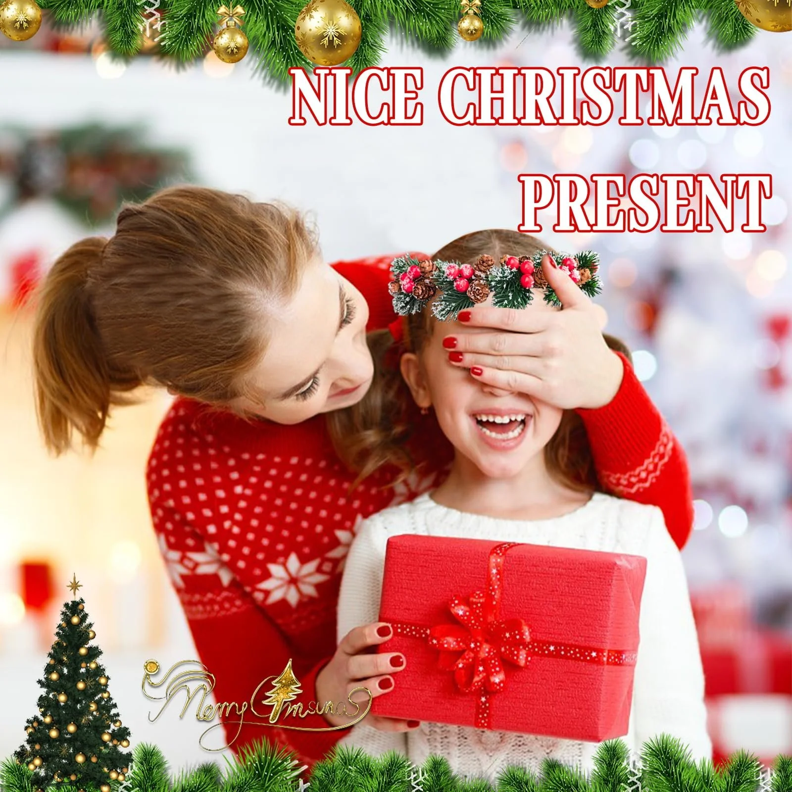 Вінок для волосся Квітковий Різдвяний, фото №7 Вінок для волосся Квітковий Різдвяний, фото №7