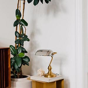 Настільна лампа Qazqa Classic I Antique Classic Notary E27 Золото з димчастим склом - Фото 1