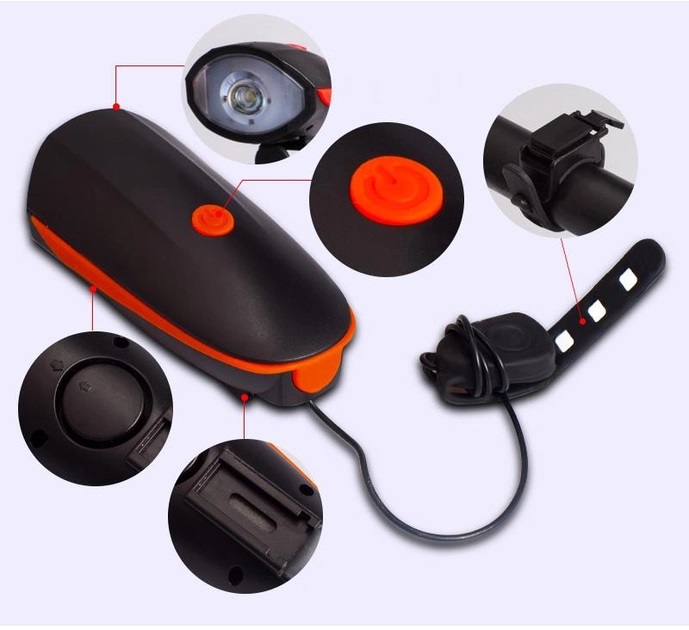 Фонарь велосипедный Xiamen LED со звонком ВЗ050505, фото №3