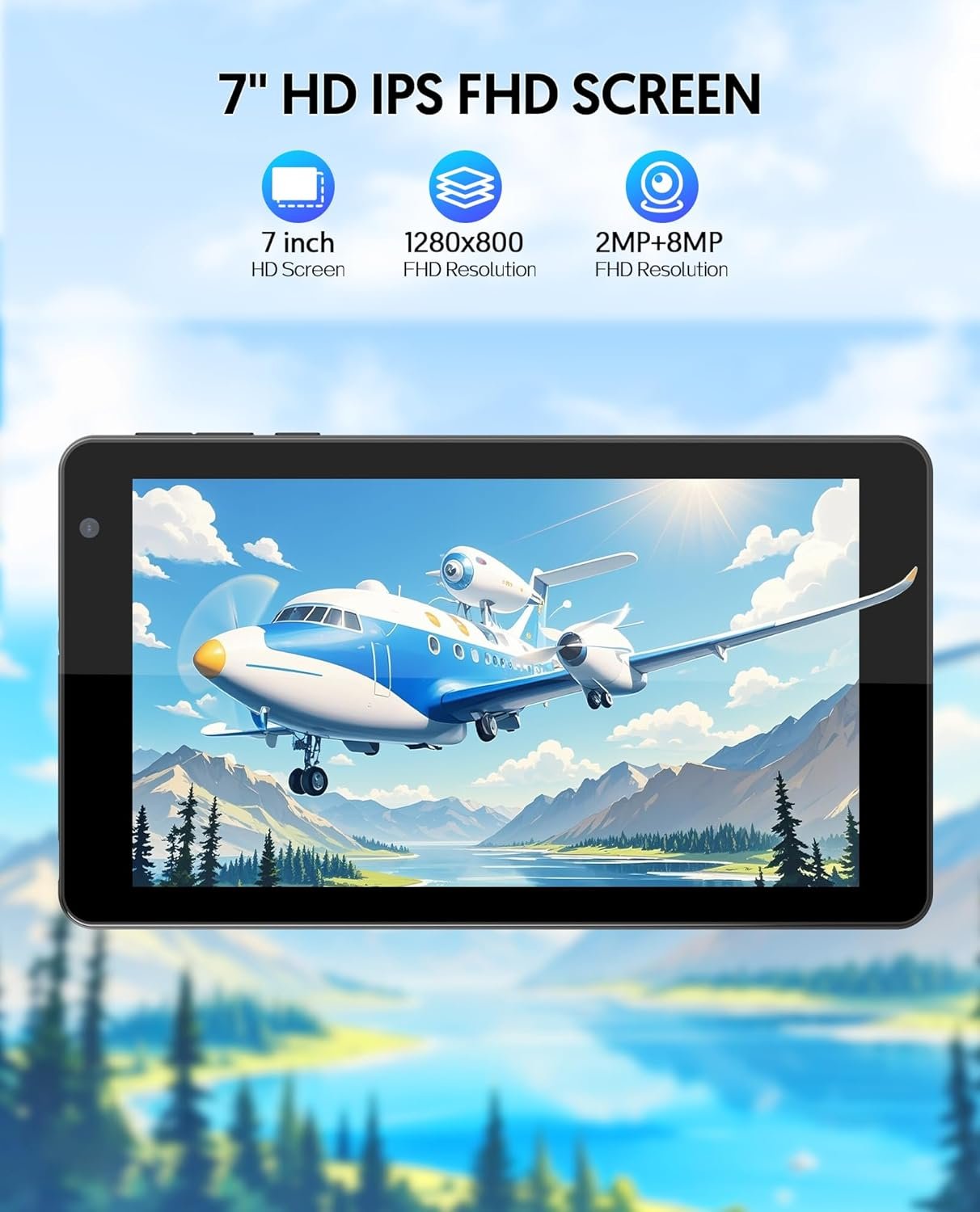 Планшет 7" HD BAKEN 7 Pro (3+5)/64 ГБ 4 ядра Android 14 Чорний, фото №5