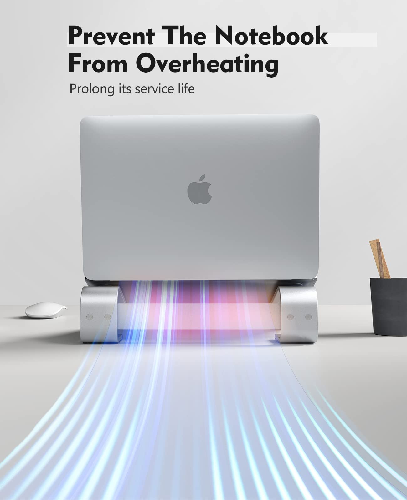 Подставка для ноутбука Soqool Алюминиевая Вентилируемая Эргономичная Совместима с MacBook Air/Pro, Dell XPS, HP (11-17.3 дюймов) Серебристая, фото №3