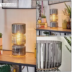 Настільна лампа Penteado Метал Скло Сучасний Вінтажний Ретро дизайн Скляний плафон Діаметр 10.5 см E27 Чорна Хром Димчаста synthetic.ua - Фото 1