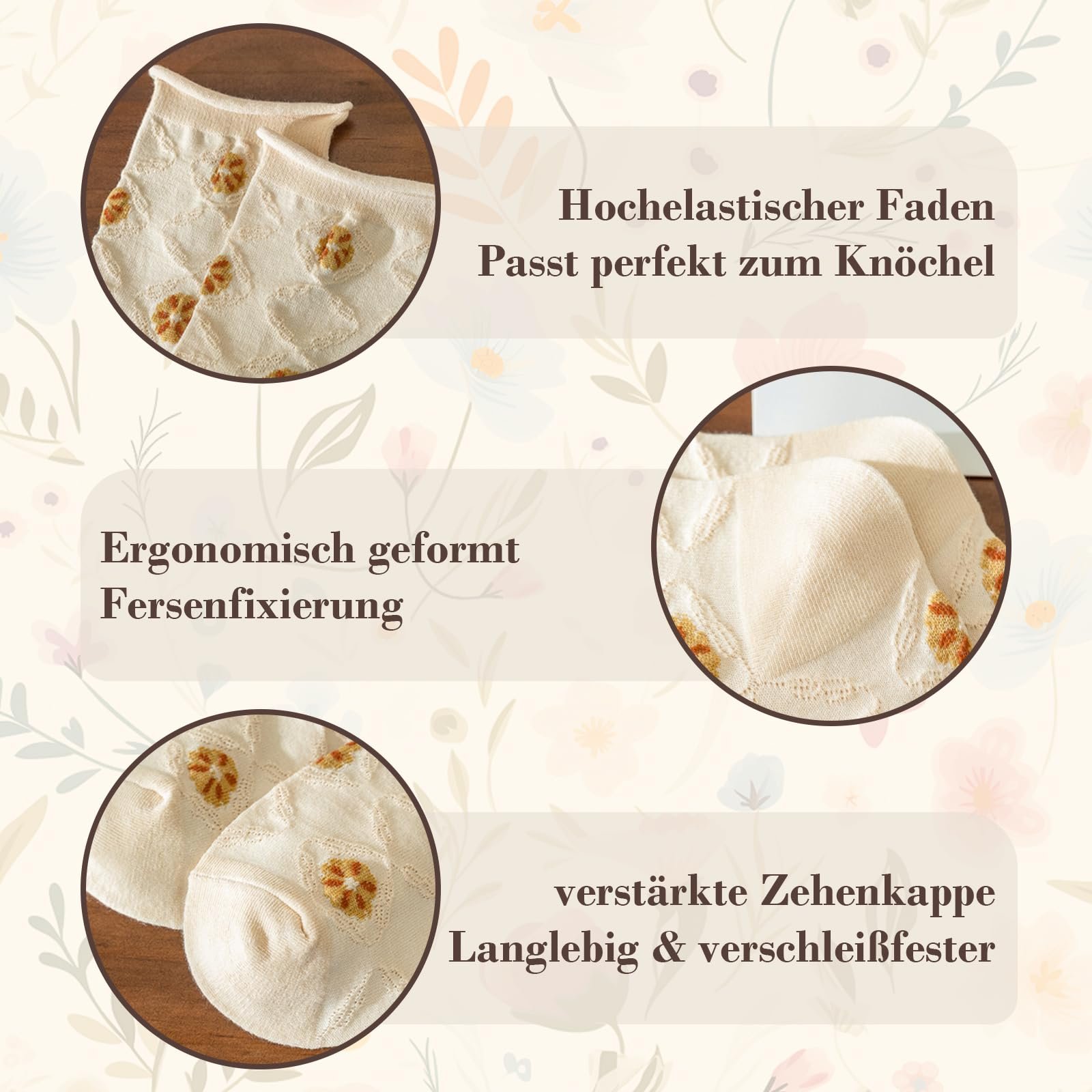 Носки Женские с цветочным узором EU 35-38 (6 пар), фото №4