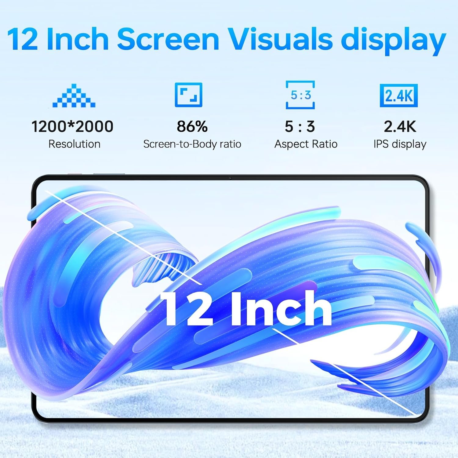Планшет 12" 2.4K OUKITEL OT5S 6+18/256Gb 4G 2-SIM 8 ядер Android 14 8250 mAh Голубой, фото №6