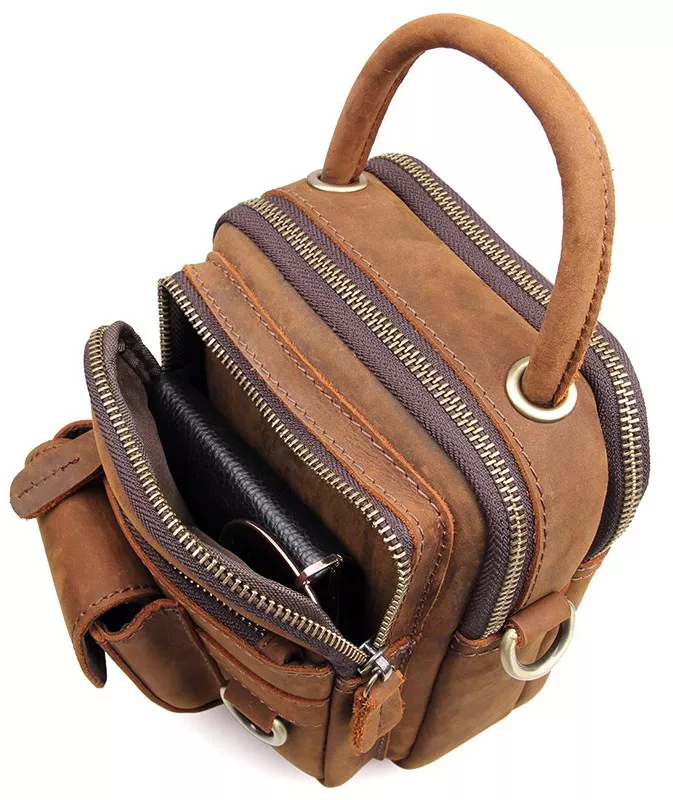 Сумка мужская Vintage 14416 в винтажном стиле Коричневая, фото №11