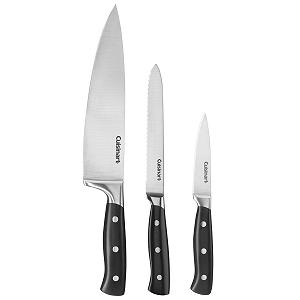 Набір ножів Cuisinart Classic Triple Rivet, 3 предмети: кухарський ніж 20.3 см, універсальний ніж 14 см та ніж для чищення овочів 8.9 см - Фото 1