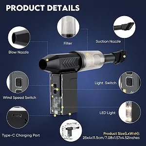 Електрична повітродувка-пилотяг 2 в 1 130000 rpm LED Display 8000 mAh - Фото 1