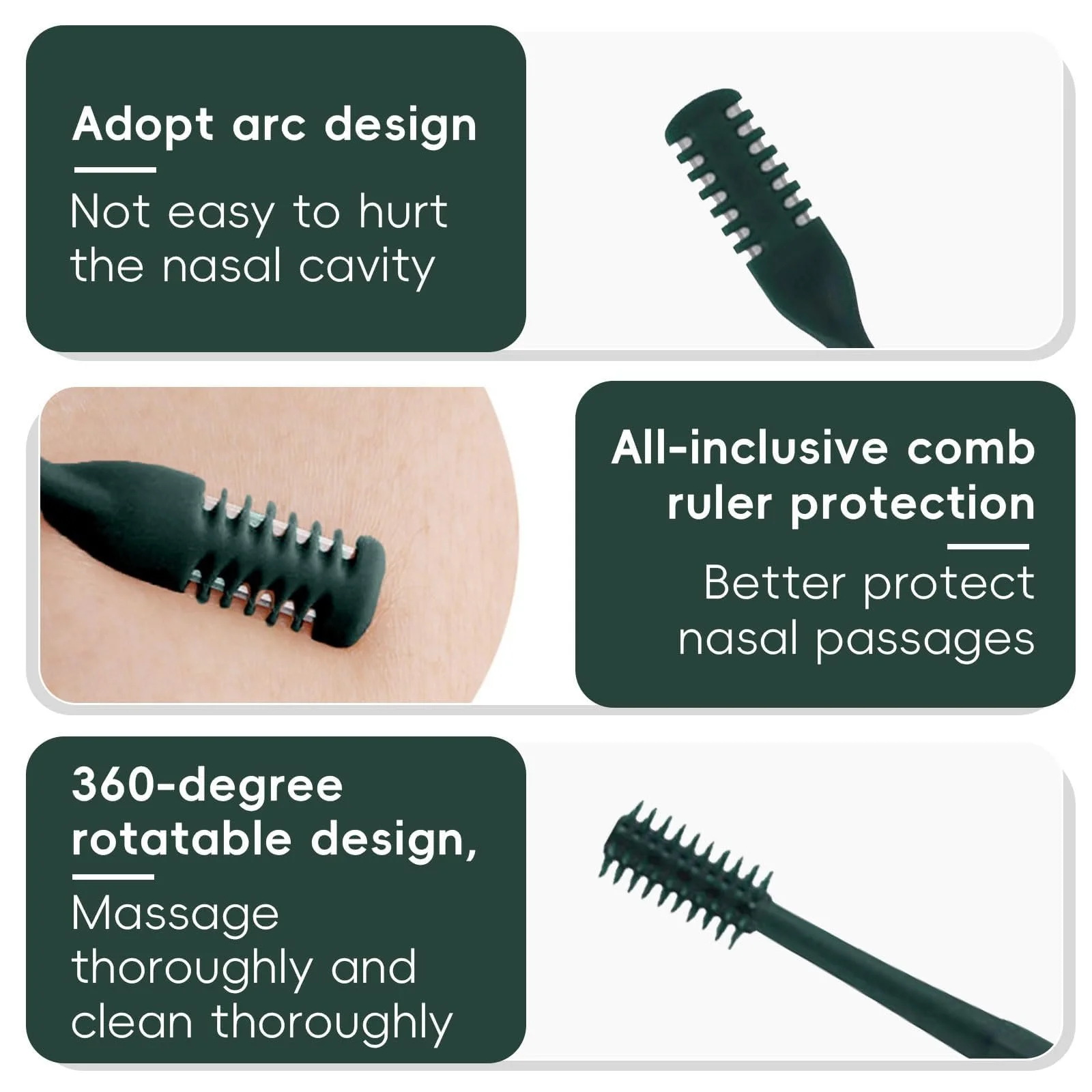 Тример для носа MMDOCO 2-в-1 2024 Ручний 360-градусний Зелений темний (3 штуки), фото №4