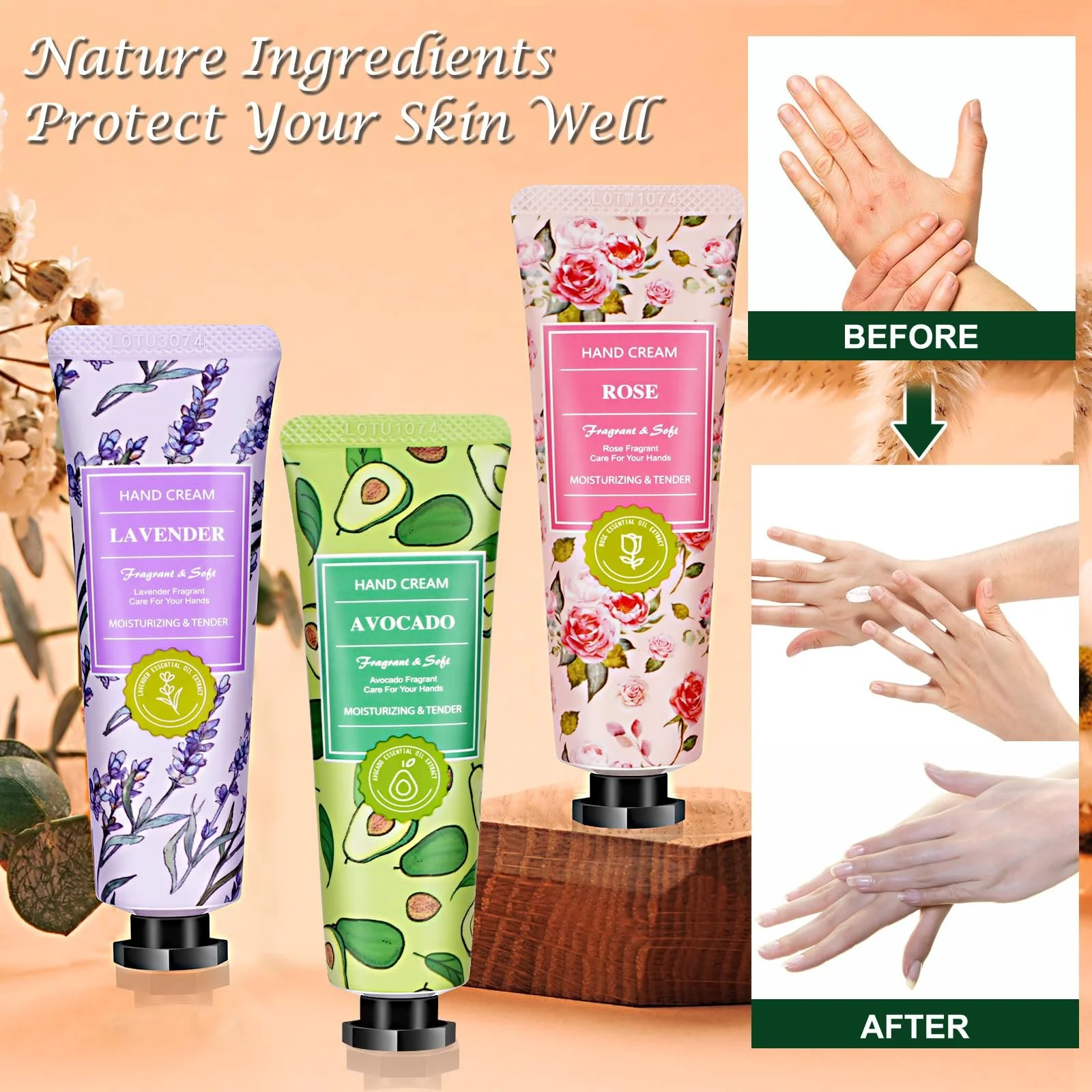 Крем для рук, набор 3 крема для рук и 2 пары носков, фото №3