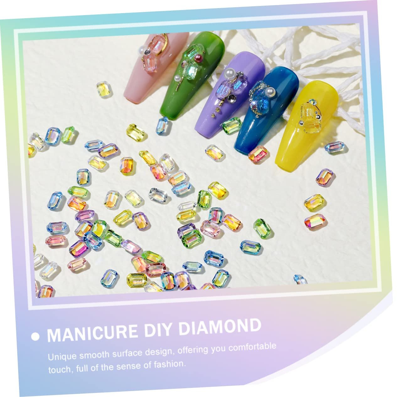Mikinona Home Decor 2 коробки Аксессуары для ногтей Набор для маникюра DIY Украшения для маникюра Маленькие бриллиантовые украшения из смолы для ногтей Разноцветные бриллианты для самостоятельного изготовления ногтей, фото №5