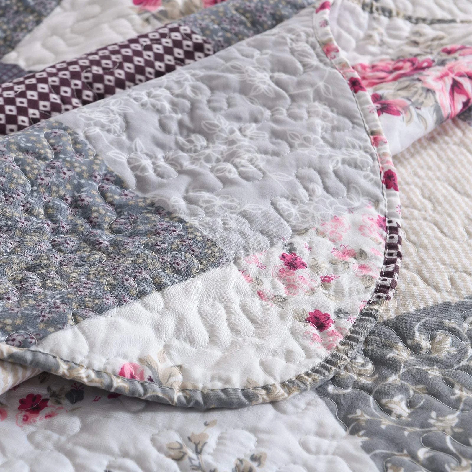 Покривало Qucover 240 x 260 см, клаптиковий візерунок, мікрофібра, покривало для двоспального ліжка, фото №6 Покривало Qucover 240 x 260 см, клаптиковий візерунок, мікрофібра, покривало для двоспального ліжка, фото №6