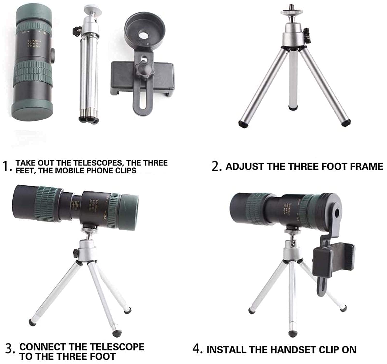 Монокуляр WANWEN Little Surprise Telescope Astronomy 8-24X30 HD Mobile Phone, фото №4