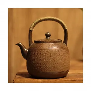 Чайник WAOCEO 1200 мл Чайник большой емкости в винтажном стиле, керамический чайник, подходит для открытого огня, угольной печи, электрической чайной машины - Фото 1