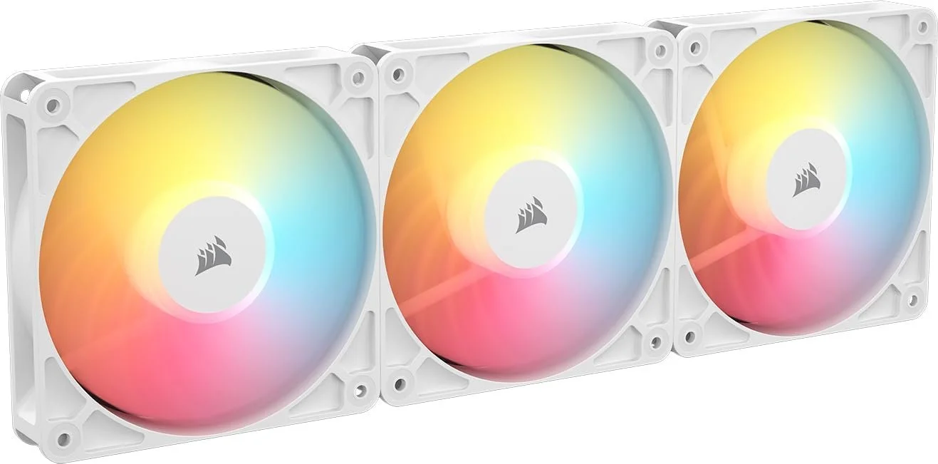 Вентилятор для корпуса Corsair RS120-R ARGB Reverse 3-Pack / 120 мм / 4-pin PWM / 3-pin ARGB / White, фото №1