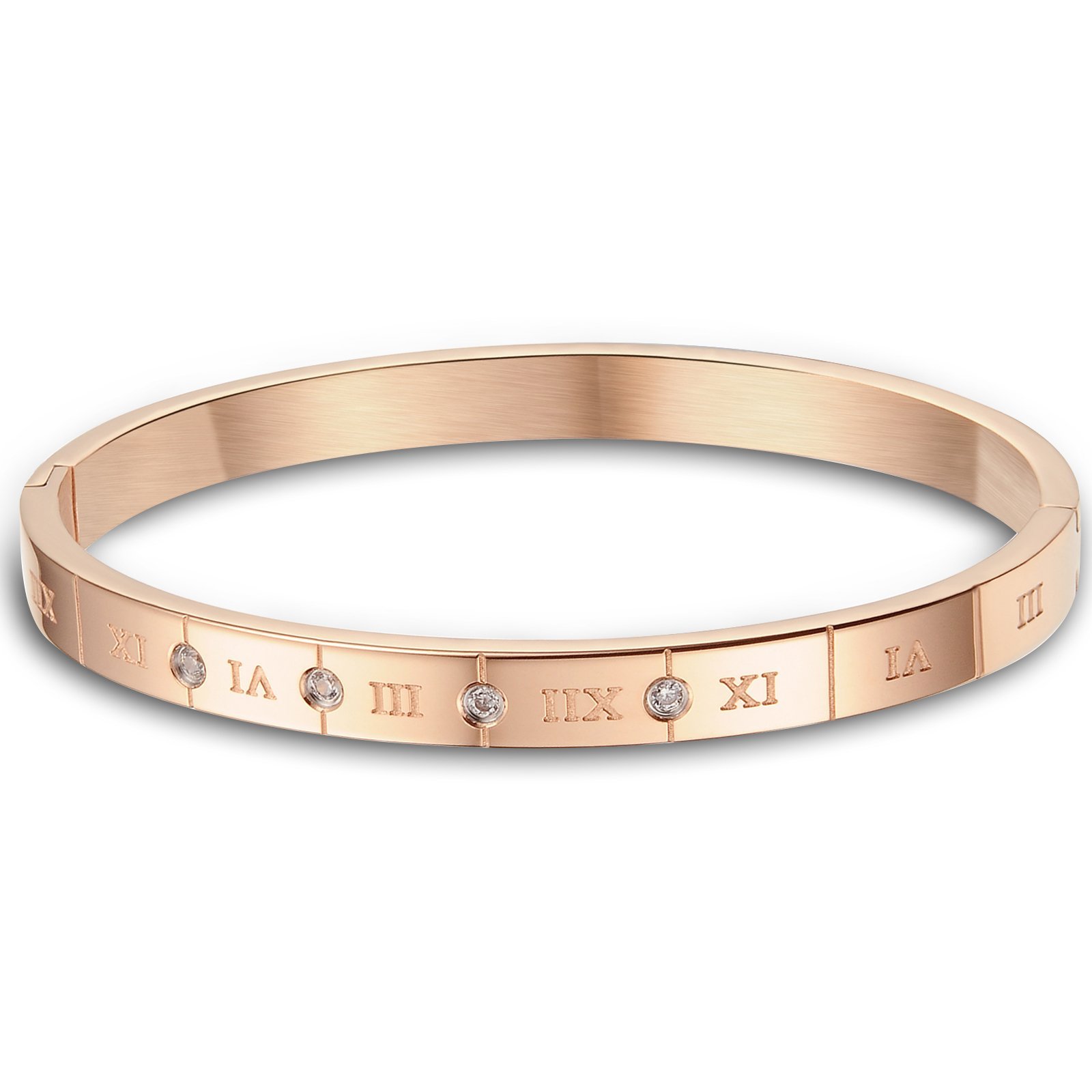 Женские часы JewelryWe, элегантный дизайн Crossing, браслет-шарм, розовое золото, нержавеющая сталь, без драгоценных камней, фото №4