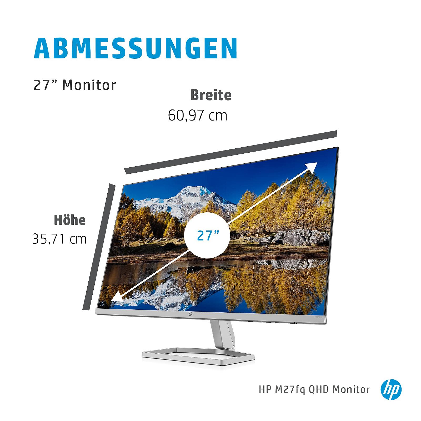 Монитор HP M27fq 27 дюймов/68.6 см QHD 75 Гц 5 мс VGA 2xHDMI DisplayPort Серебристый Черный, фото №5