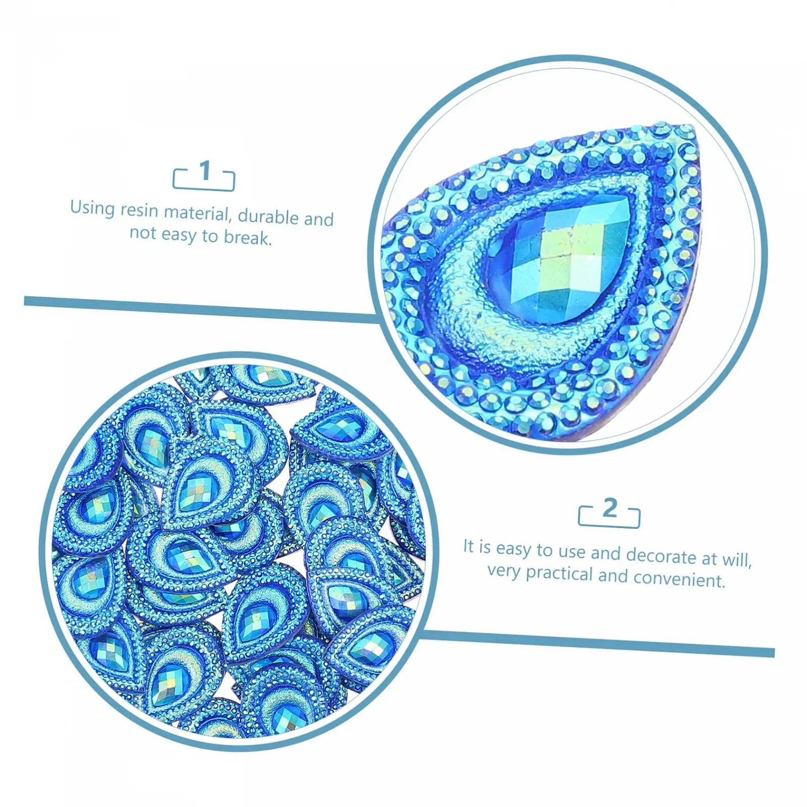 Стрази Краплі води Форма павиного хвоста 2 шт. Смола, фото №5