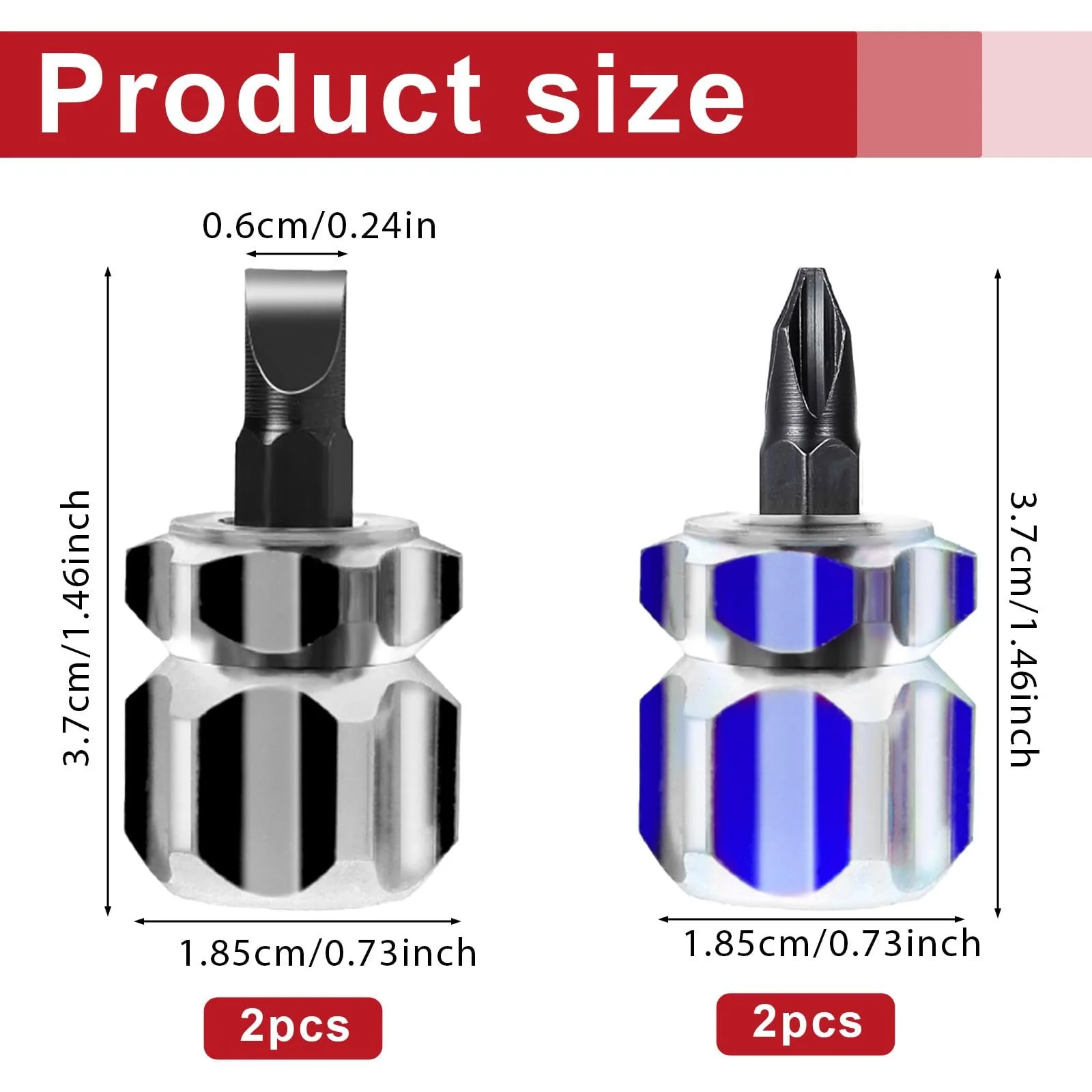 Набір коротких викруток Mabor міні 0,6 см шліц та Phillips 4 шт чорно-синій, фото №2