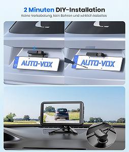 Камера заднего вида AUTO-VOX Солнечная беспроводная с монитором 5 дюймов 1080P: Аккумулятор 5000 mAh, 2 мин для самостоятельной установки, двойная раздельная беспроводная камера заднего вида, IP69K водонепроницаемая камера заднего вида для автомобиля, грузовика synthetic.ua - Фото 1