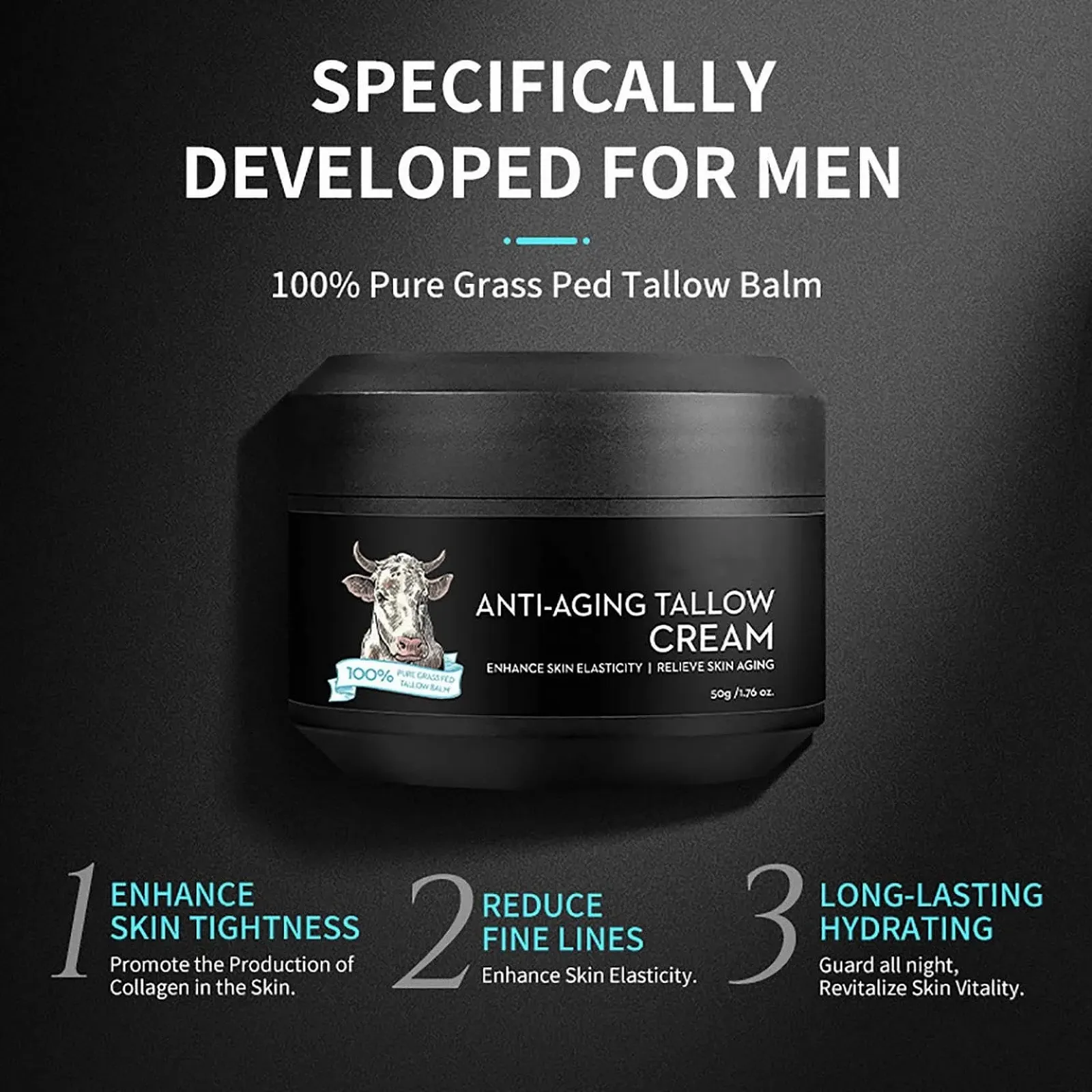 Антивіковий крем для чоловіків Tallow Creme Anti-Aging Face Cream з яловичим жиром 50 г, фото №4 Антивіковий крем для чоловіків Tallow Creme Anti-Aging Face Cream з яловичим жиром 50 г, фото №4