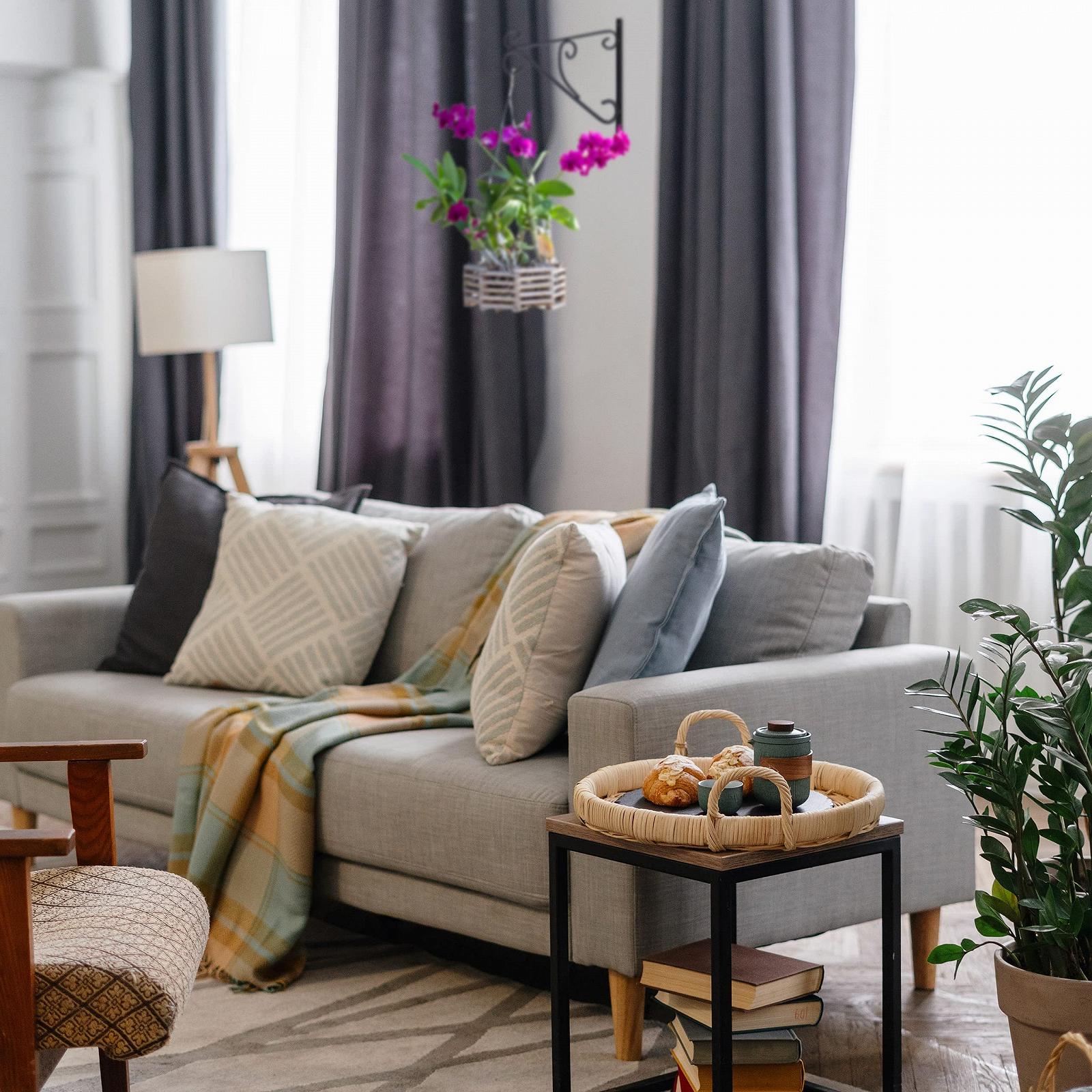 Тримачі для підвісних кошиків Relaxdays набір 2 шт. 28 x 30 x 2 см Залізо Чорний, фото №5