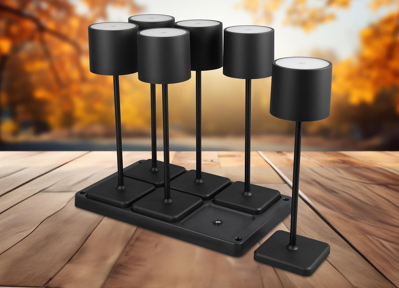 Набір з 6 настільних ламп Fernando LED акумуляторні сенсорні димовані IP54 13 x 38 см Plastic 1 W Чорний матовий, фото №5