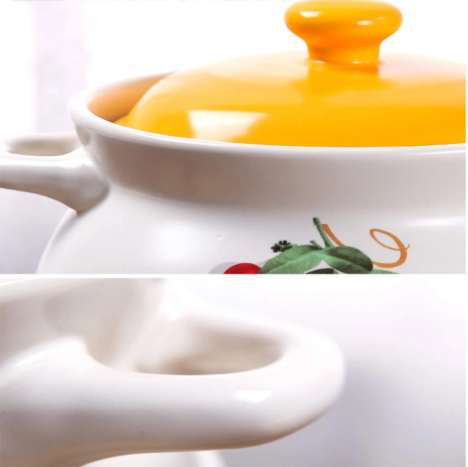 Каструля AIBAB керамічна жаростійка 4600 мл, глазурована, для відкритого вогню, біла лимон, фото №6 Каструля AIBAB керамічна жаростійка 4600 мл, глазурована, для відкритого вогню, біла лимон, фото №6