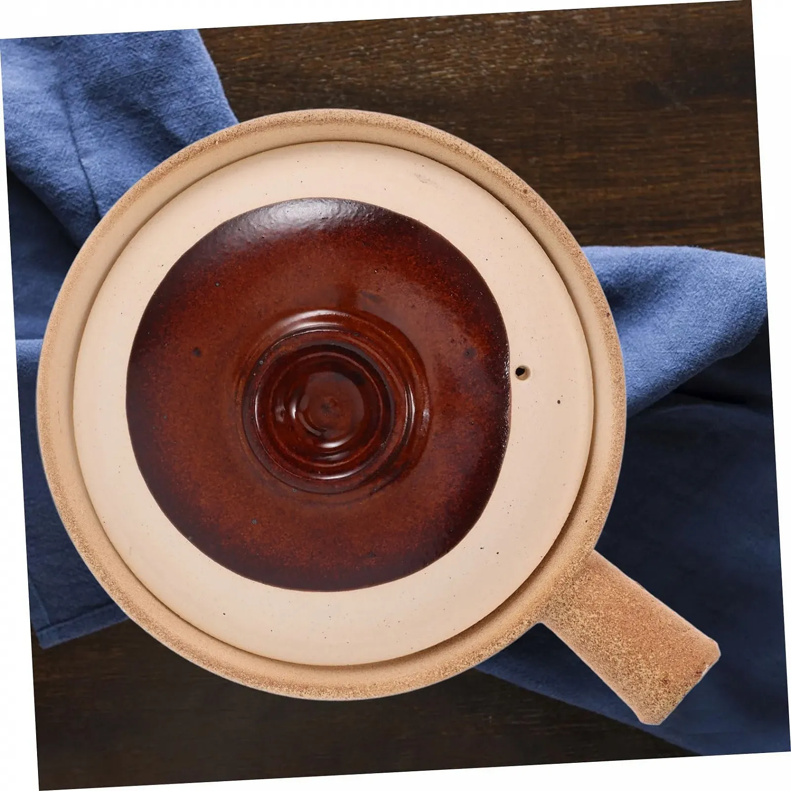 Супниця з кришкою керамічний теракотовий для рису та супу компактна, фото №5