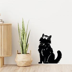 Наклейка на стіну GRAZDesign Cute Cat Motif Вінілова плівка Самоклеюча 38 x 30 cm Чорна - Фото 1