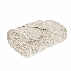 Покривало Nielsen HOME Milo Тонка в'язана 150 x 200 см Вершково-білий 100% Бавовна Ялинка - Фото 1