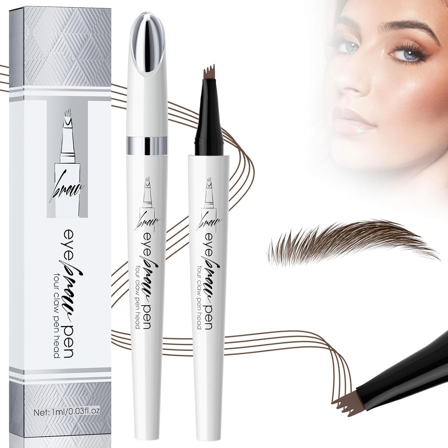 Водостійкий олівець для брів 3D Microblading 4 Tips Темно-коричневий, фото №1