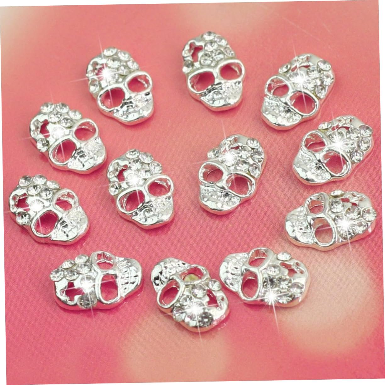 Наклейки на ногти FRCOLOR 12 шт., Стразы, наклейки на ногти на Хэллоуин, украшения для ногтей, готические черепа, подвеска на ногти в форме черепа, винтажная 3D маска, фото №3