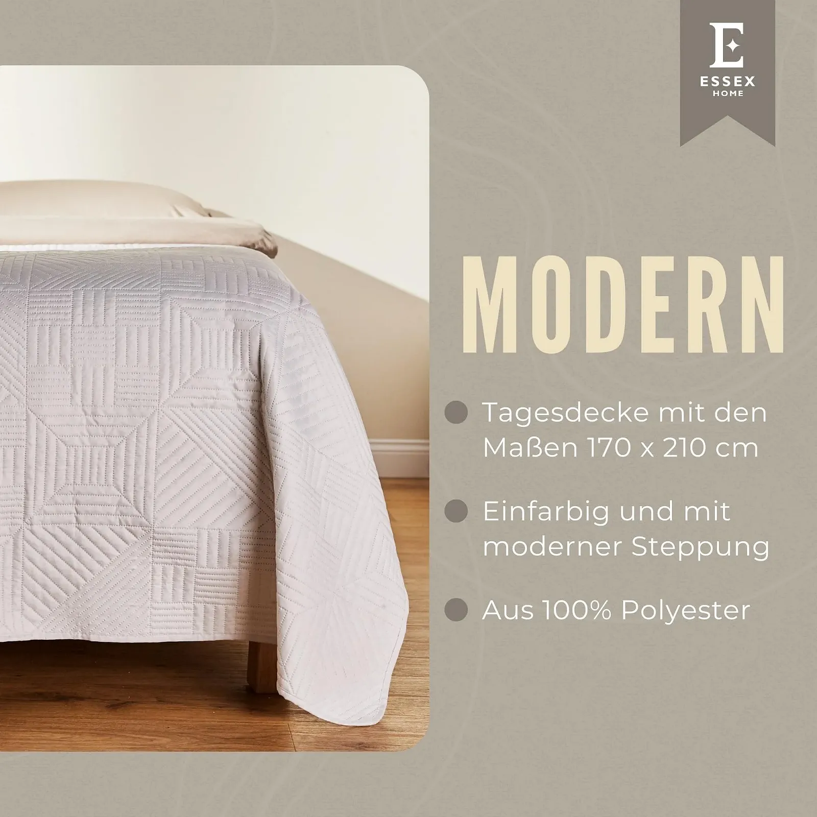 Покрывало ESSEX 170 x 210 см Бежевый, фото №2