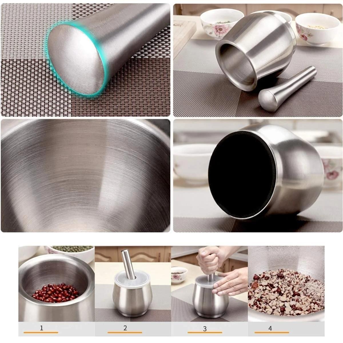 Ступка з товкачиком з нержавіючої сталі, фото №4