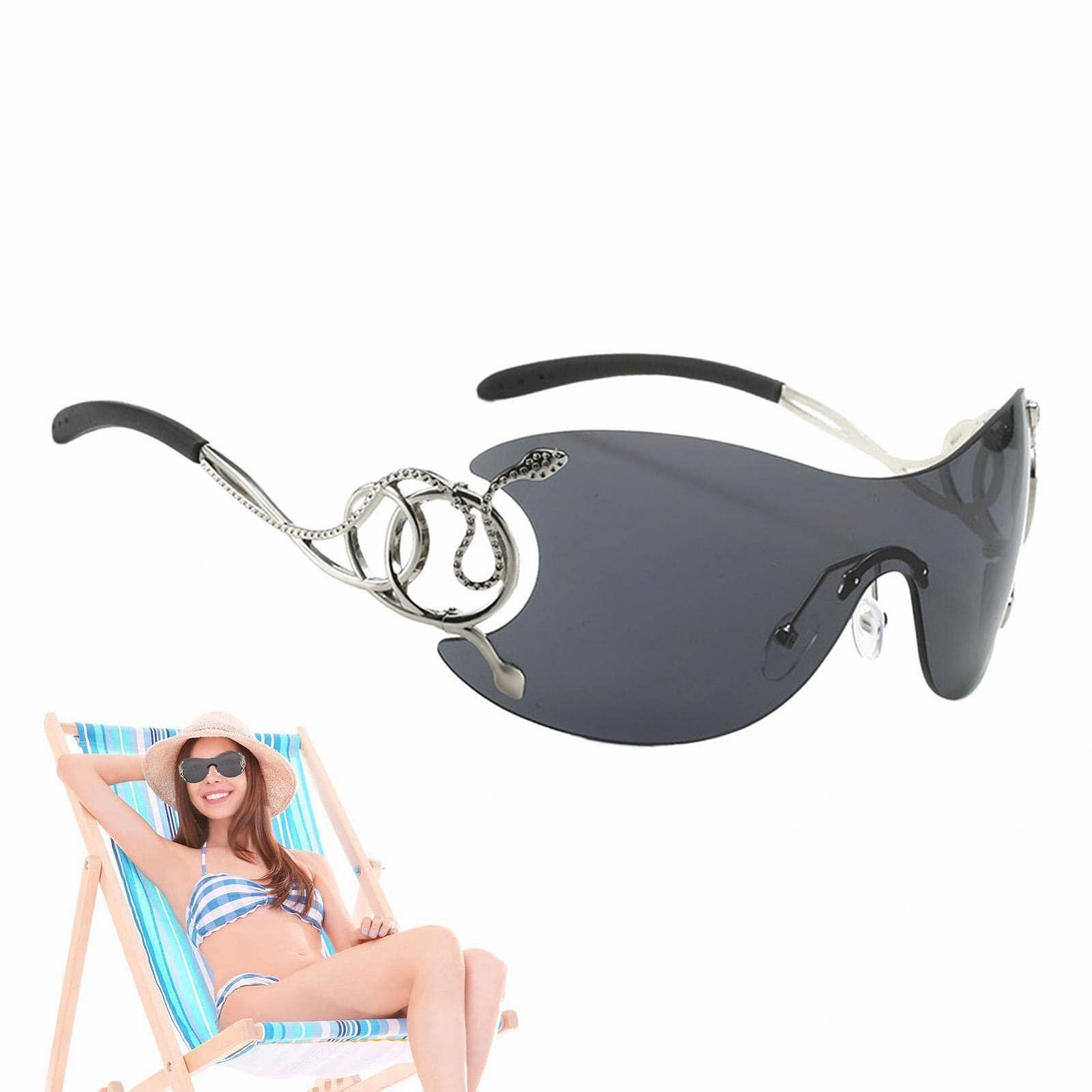 Солнцезащитные очки Y2K Generisch для женщин UV-стойкие змеиные Y2K большие для ежедневного использования, фото №9