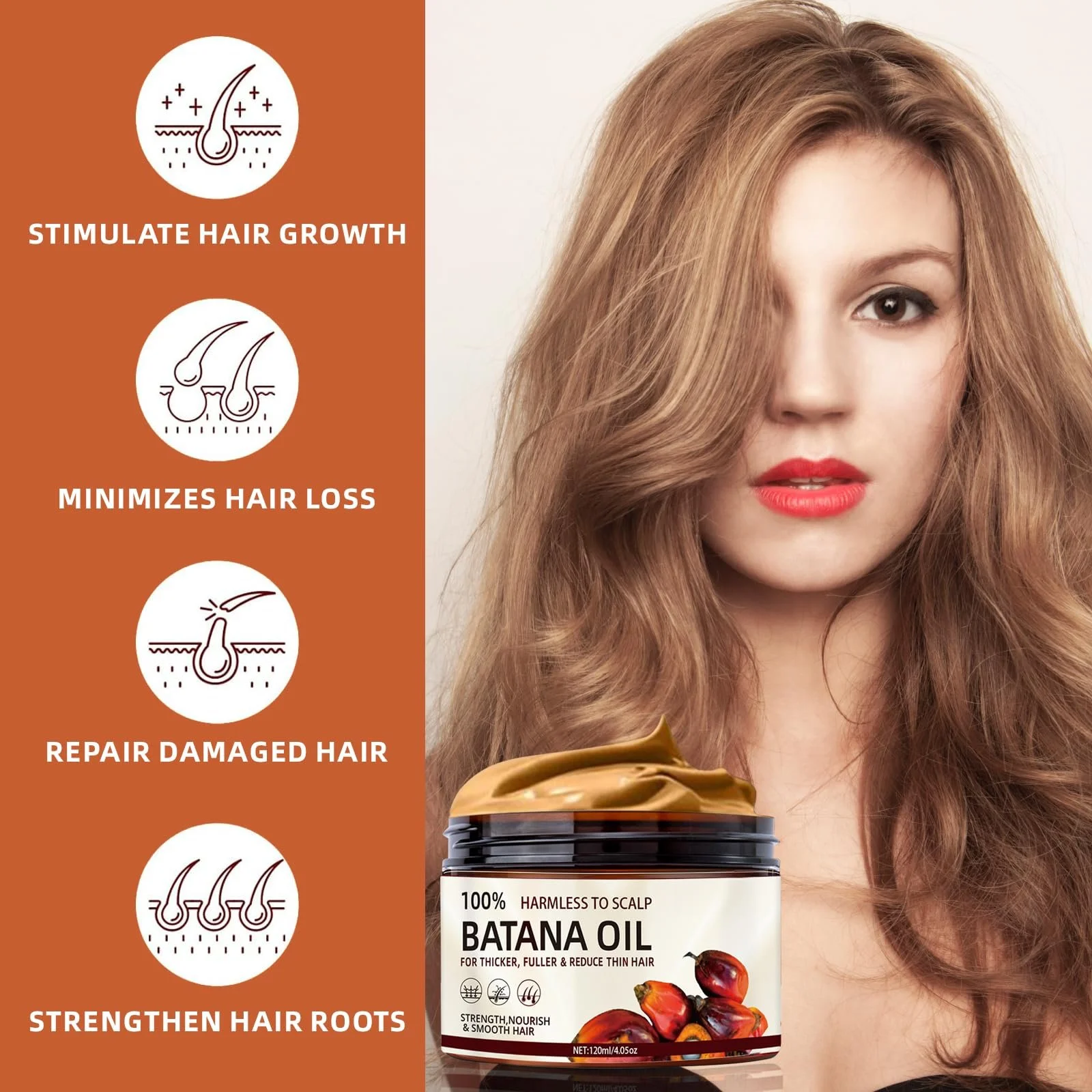 Олія Батани для Волосся, Олія для Росту Волосся, Натуральна, фото №2