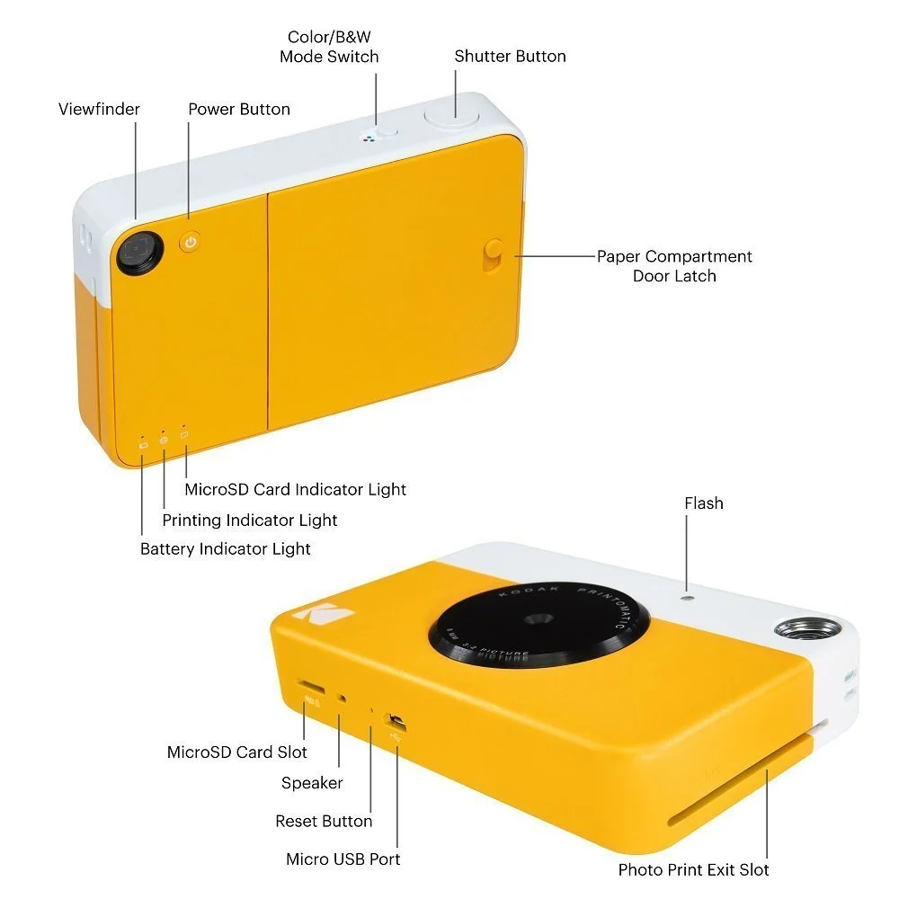 Фотокамера мгновенной печати Kodak Printomatic Art Bundle Yellow, фото №3